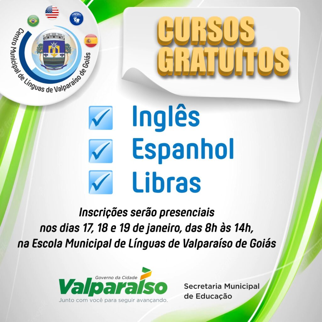 Inscrições – Aulas de inglês presenciais e gratuitas