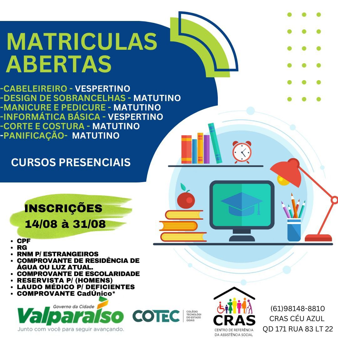 CAPACITAÇÃO - Estão abertas as inscrições para cursos gratuitos de