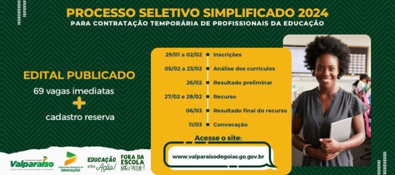 SECRETARIA DE EDUCAÇÃO DIVULGA PROCESSO SELETIVO SIMPLIFICADO 2024 PARA ...